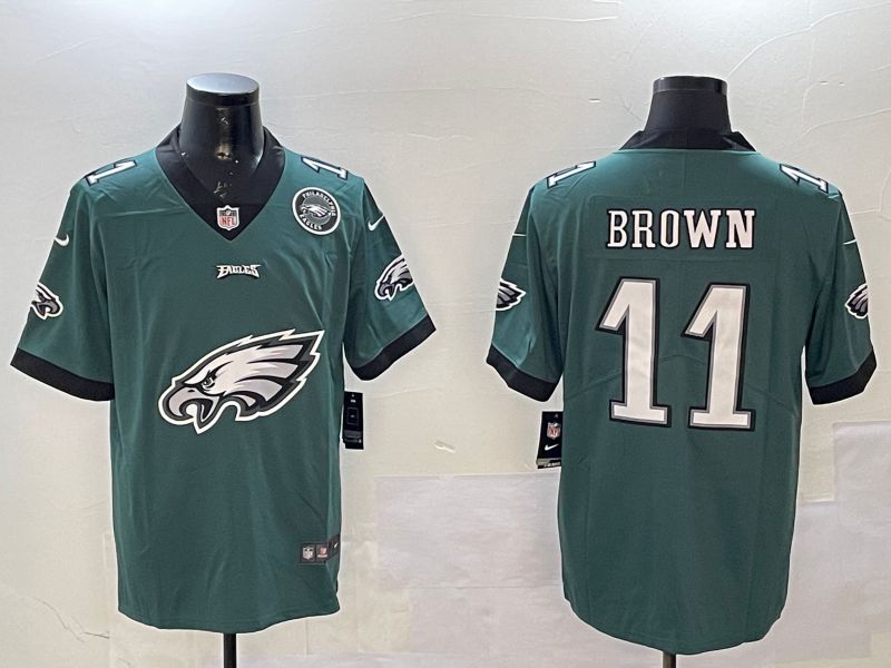 Men 2025 Philadelphia Eagles 11 Brown Green Nike Limited NFL Jersey style 55